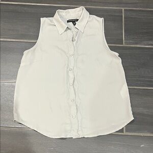 Banana Republic Sleeveless Cream Button-Down Shirt